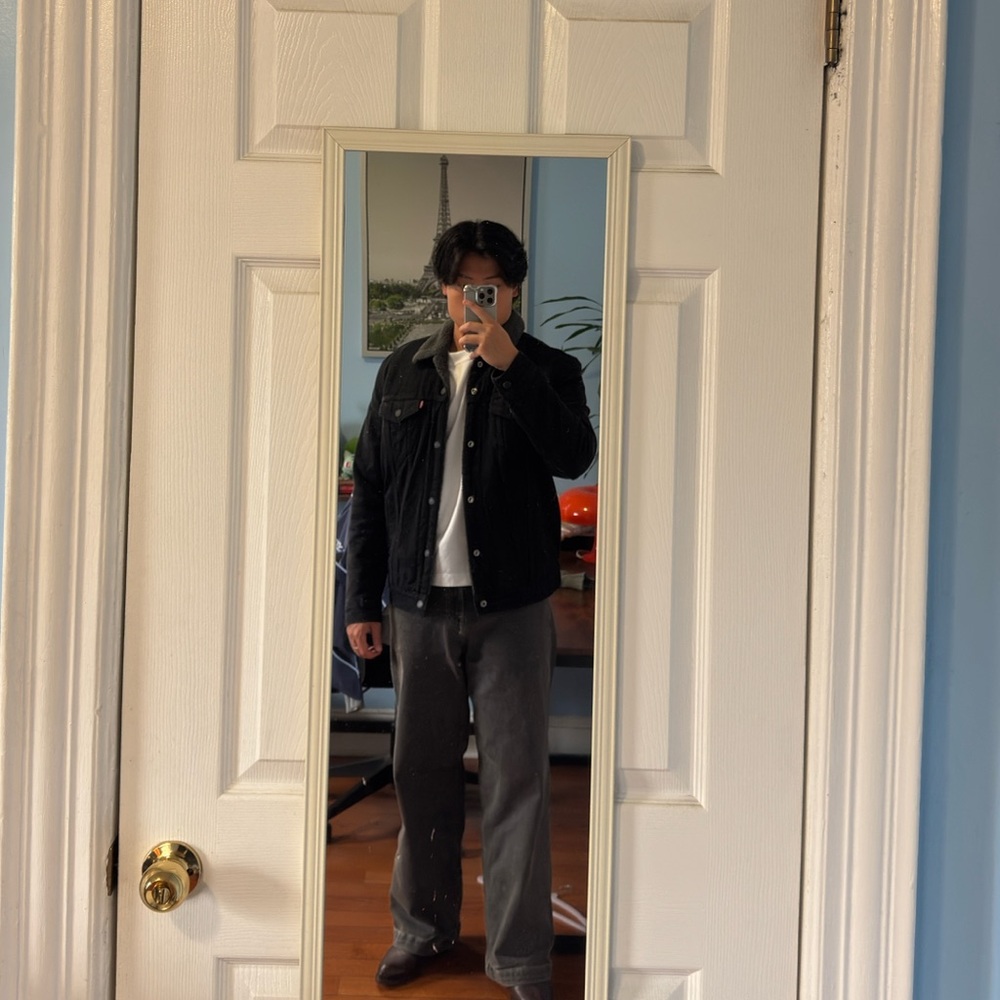 LEVIS BLACK DENIM SHERPA JACKET